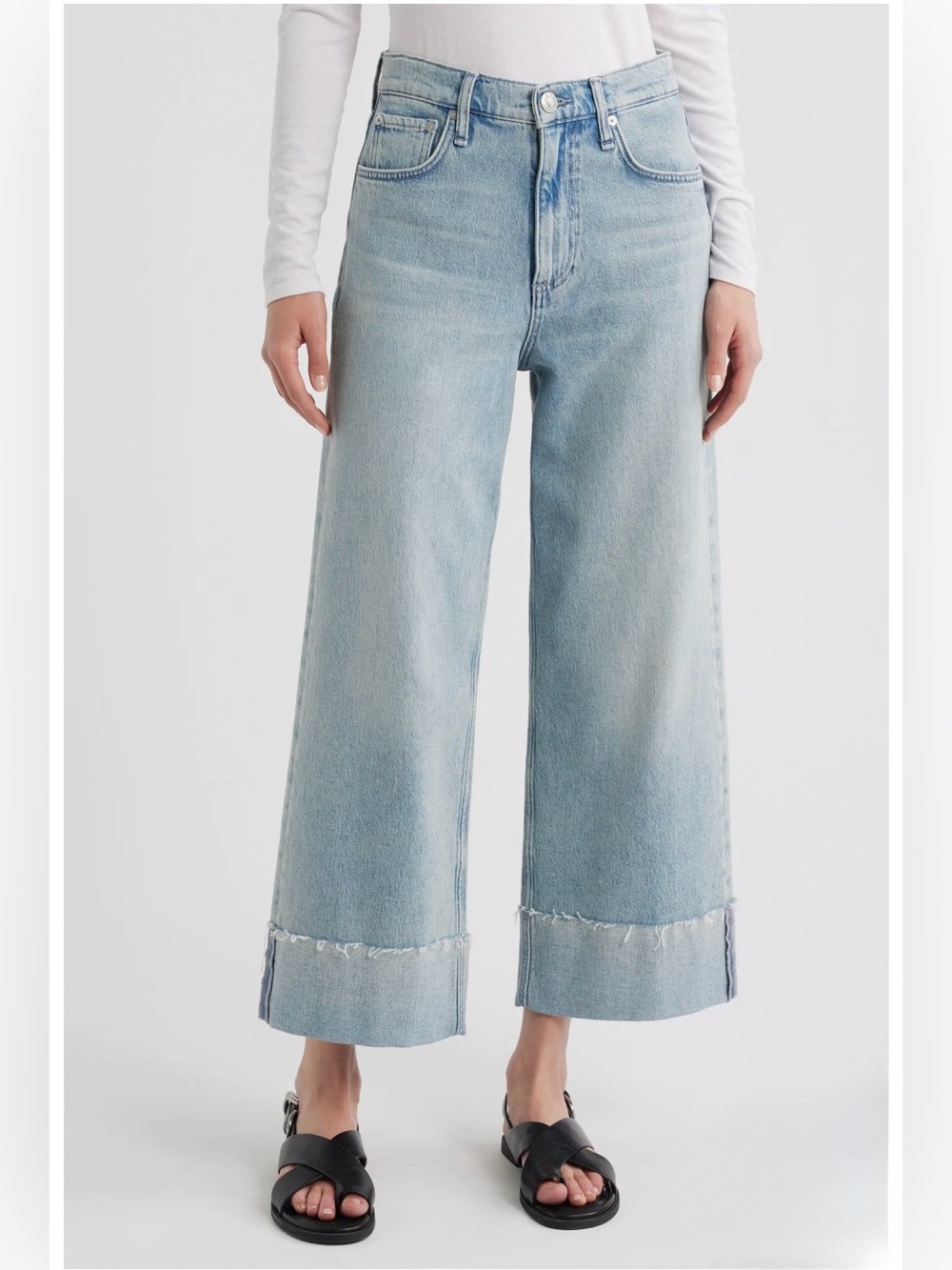 Rag & Bone Andi Women’s High Waist Raw Cuffed Ankle Wide Leg Jeans Size 24 NWT